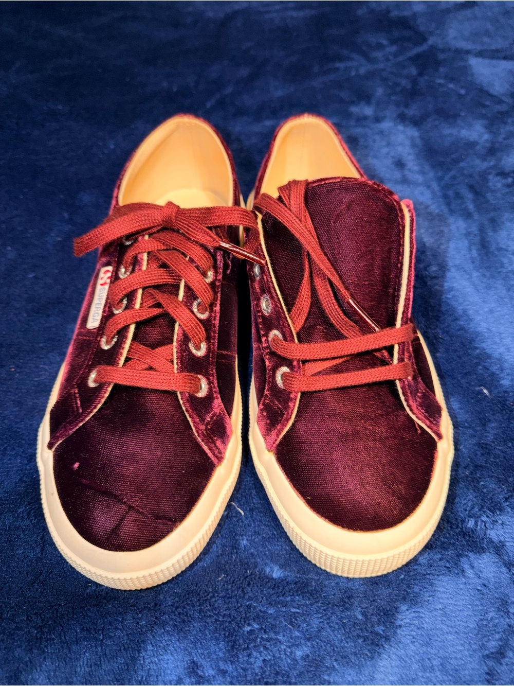 Superga Burgundy Velvet Low-Top Sneakers